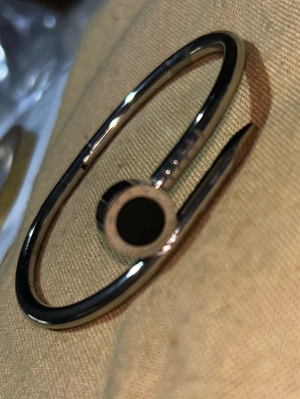 Stainless steel / Black Metal Nail bracelet 8” no tarnish